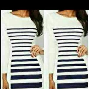 Asos Creamdress with blue strips size 12