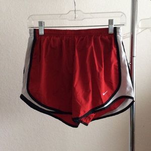 Red running shorts