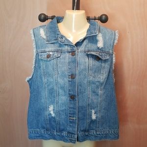 Lightly distressed denim vest