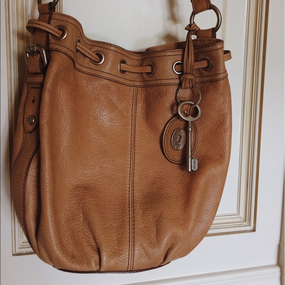 FOSSIL Tan Leather Tie Purse
