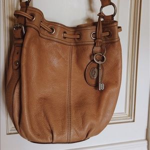 FOSSIL Tan Leather Tie Purse