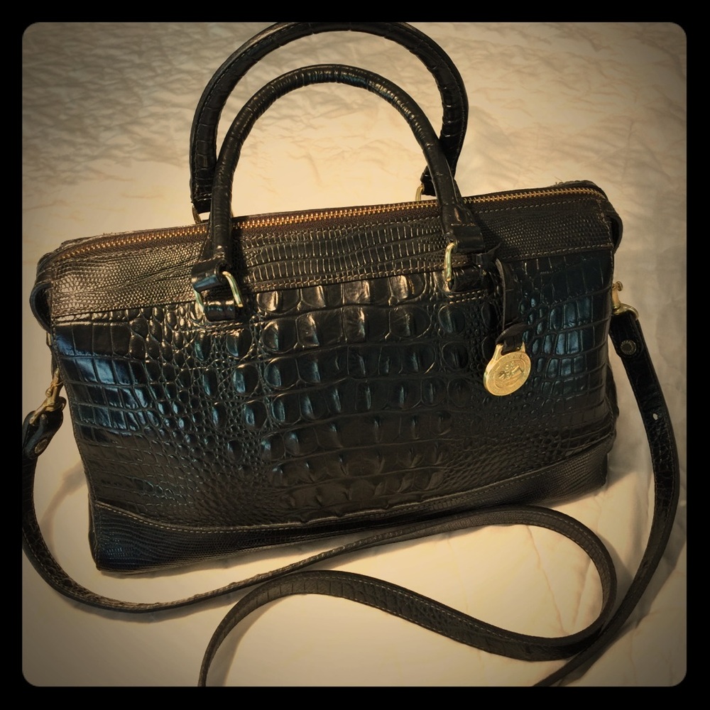 Brahman croc-embossed leather bag