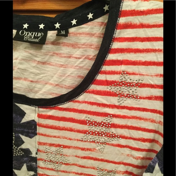 NWOT Americana silver stud stars, comfy knit top - Picture 2 of 5