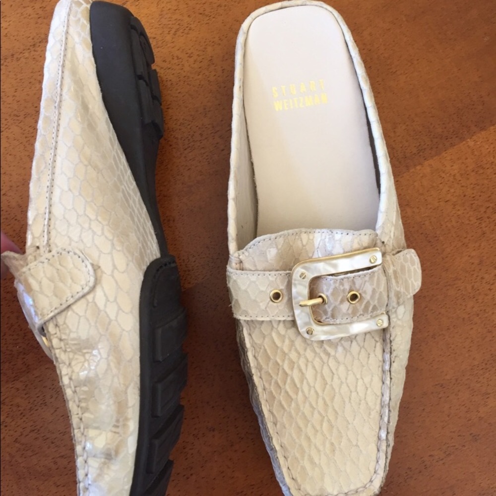 Stuart Weitzman ivory mules