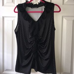 Black and white polka dot stretch tank