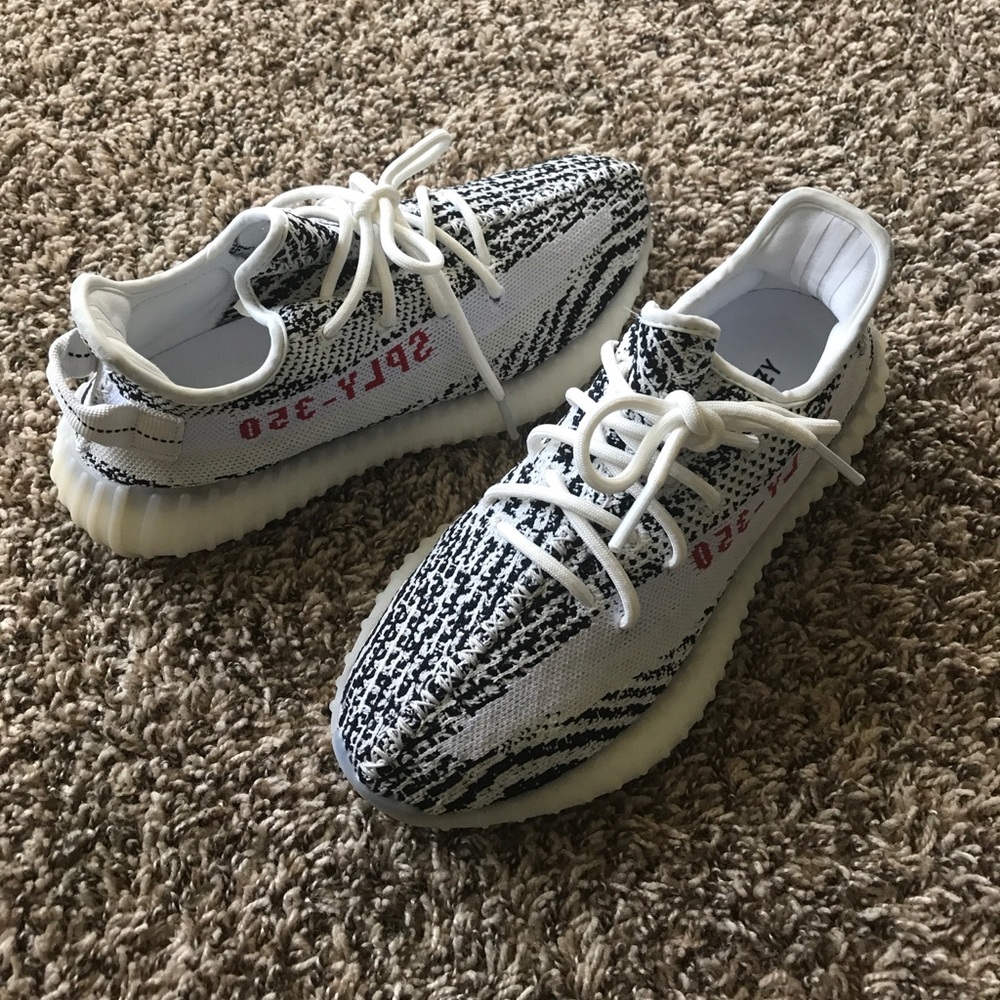 ZEBRA YEEZYS BOOST 350: mens 7.5 (women's 9)