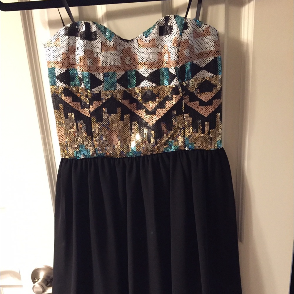 Sequined girl's multicolor dress