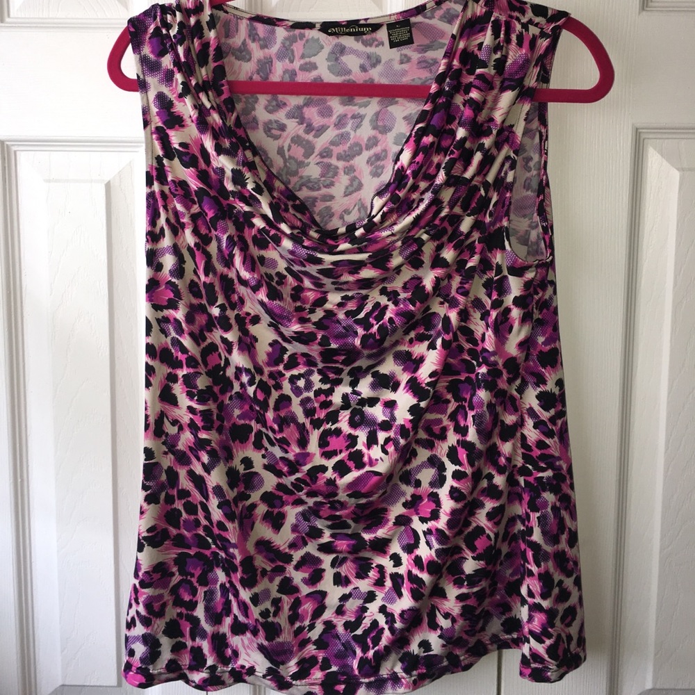 Sleeveless cowell neck tank top
