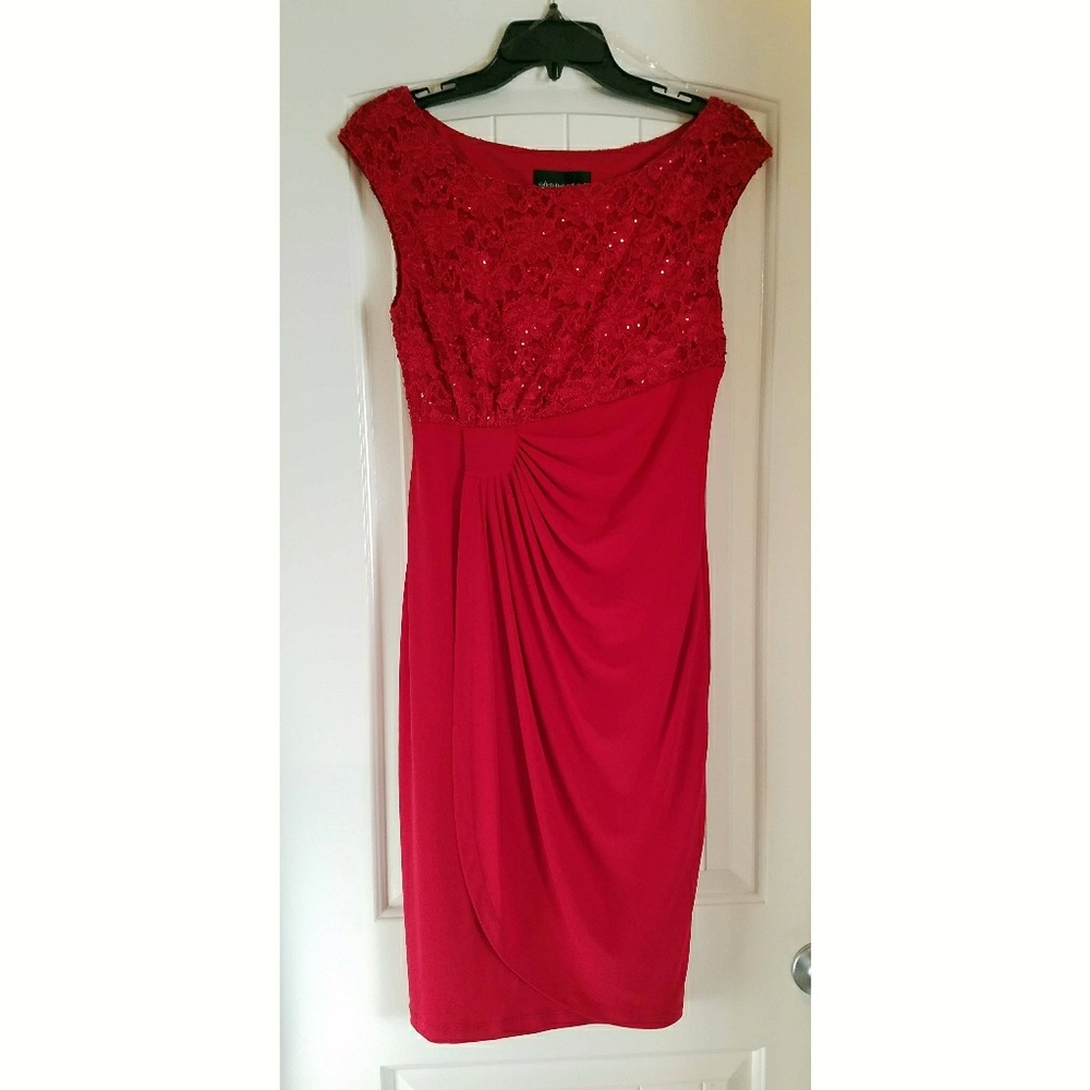 Connected Apparel Red Sequined Dress