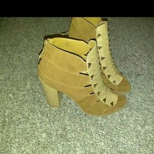 Tan ankle heels