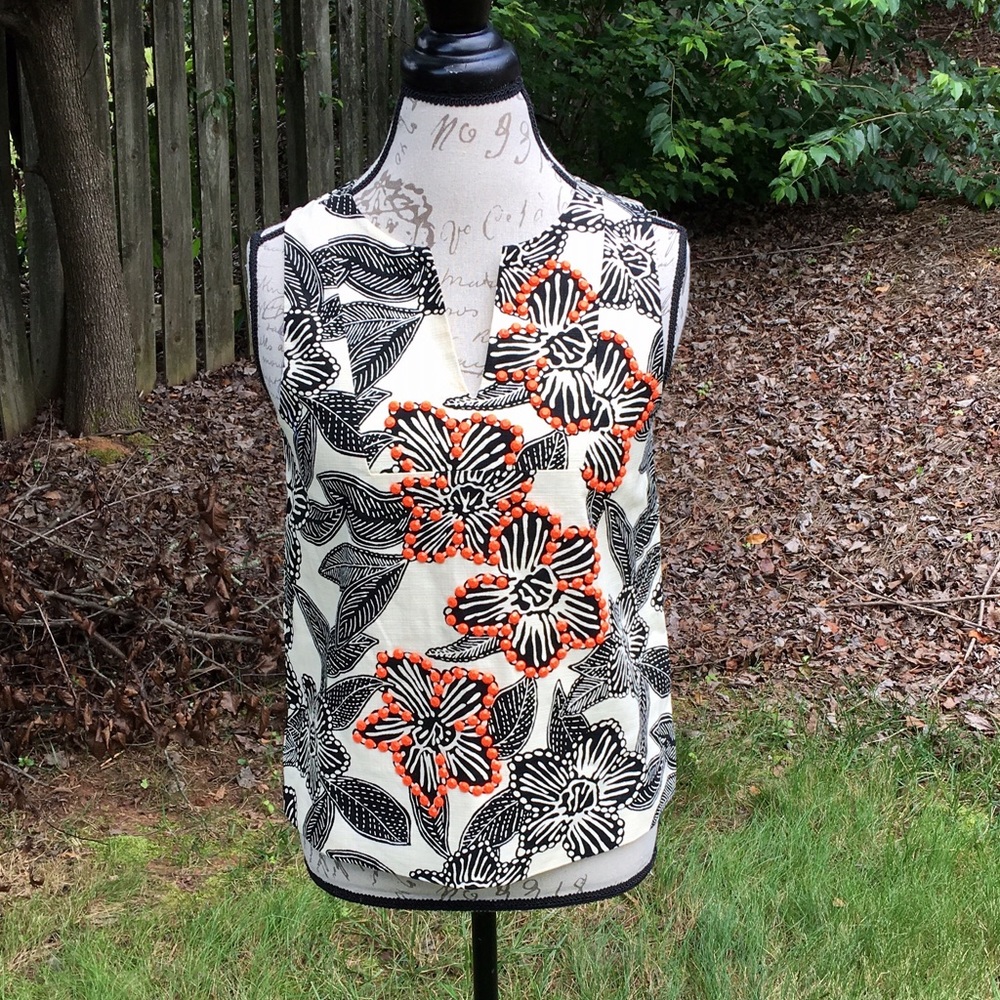 J.CREW Tunic Embellished Floral Top