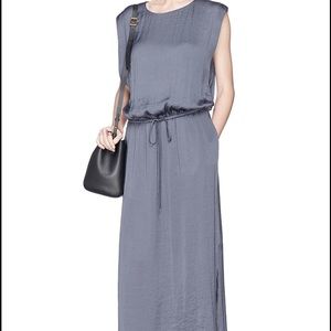NEW Vince Washed Silk Drawstring Waist Maxidress