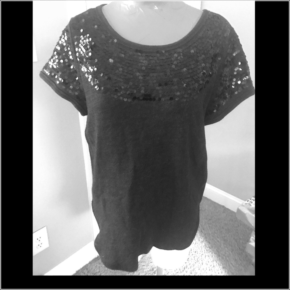 Aerie sequin short sleeve sweat shirt
