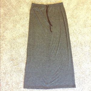 Drawstring Gray Maxi Skirt