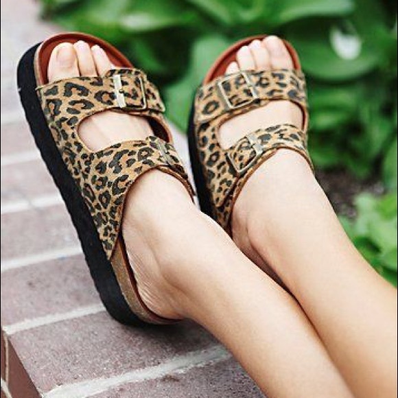 Free People Shoes - Leopard print leather platform sandals