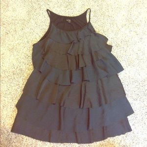 LOFT Petite Black Ruffle Top