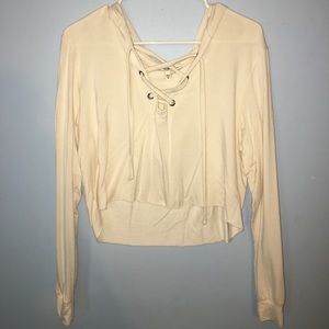 Express Tan Lace Up Hoodie