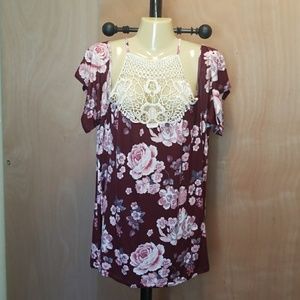 Cold shoulder floral top