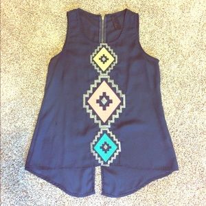 Navy Sleeveless Blouse