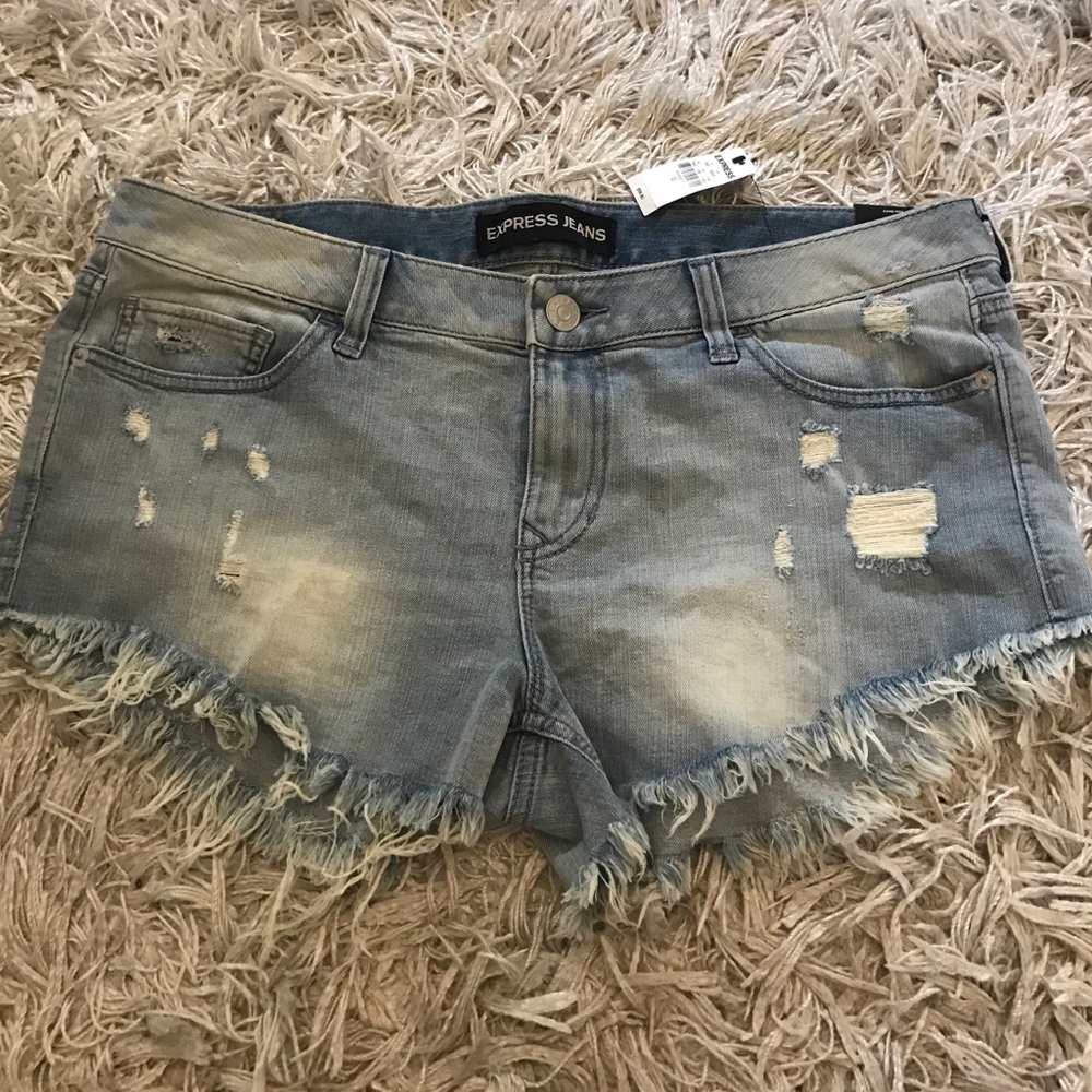Express distressed jean shorts