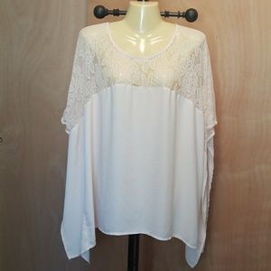 Blush lace and chiffon top