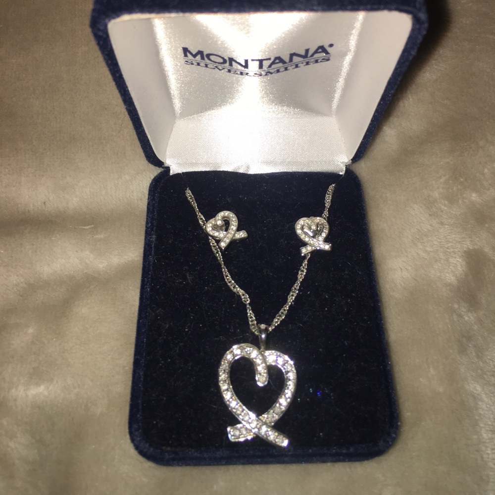 Heart necklace with matching earrings