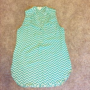 Teal & White Chevron Top
