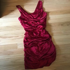 Worn twice! Express red satin ruched party dress