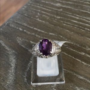 New Sterling Silver & Purple/Clear Stones Ring