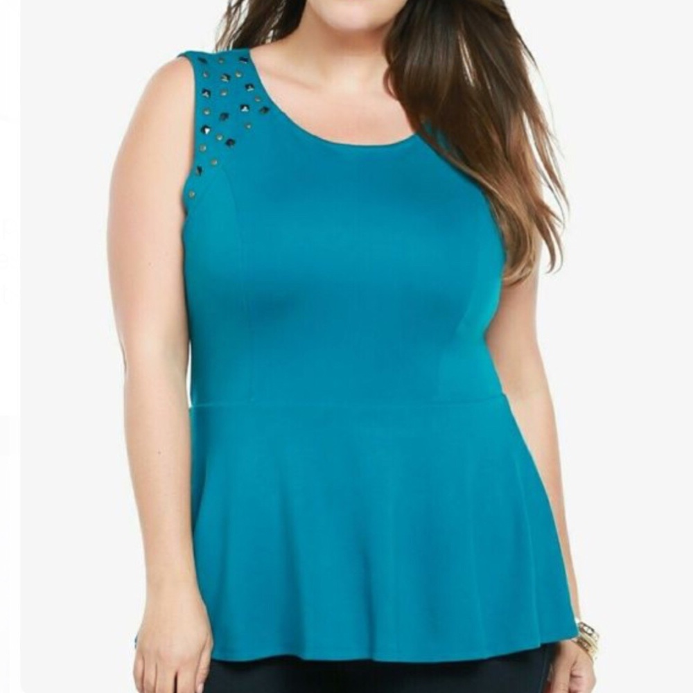Torrid Studded Shoulder Peplum Top Size 4