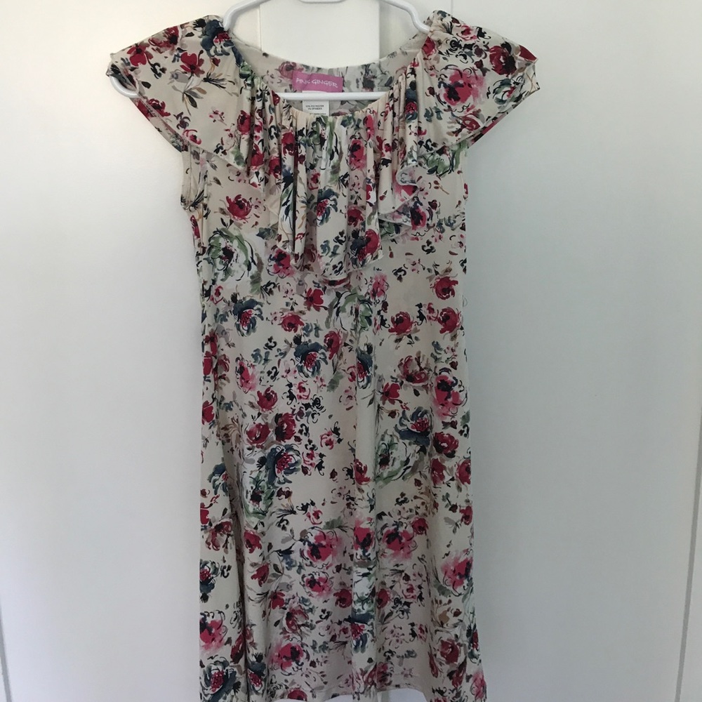 Pink Ginger Girls' Floral Dress