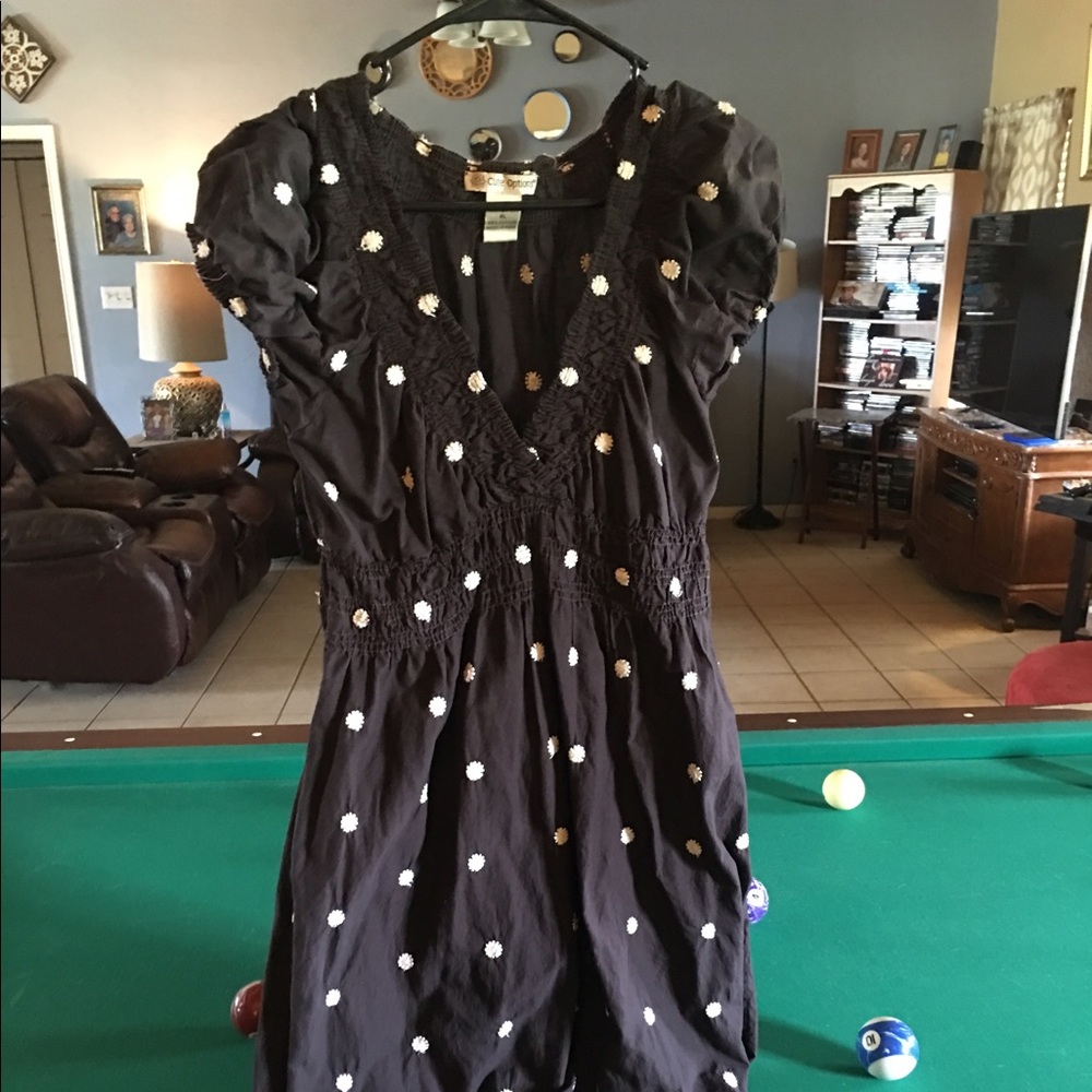 Brown flower print summer dress