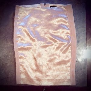 Bebe shimmery "oyster pink"  full zip pencil skirt