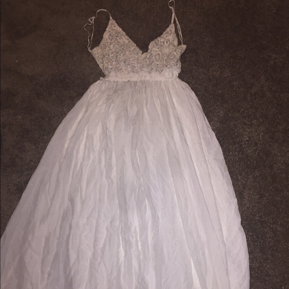 All white back out speghetti strap dress