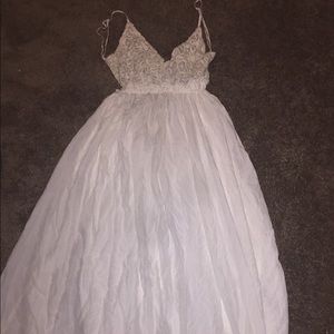 All white back out speghetti strap dress