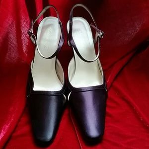 Purple satin heels