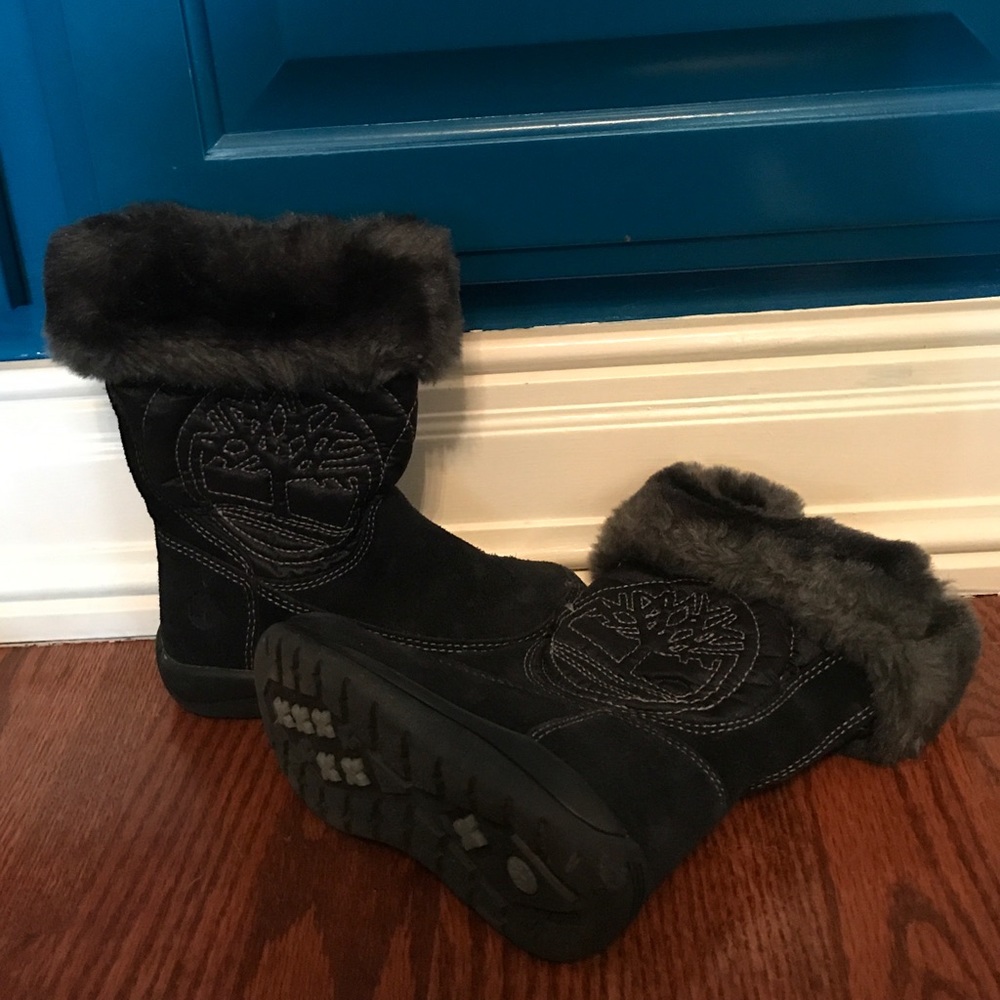 Timberland Little Girls Black Suede Boots