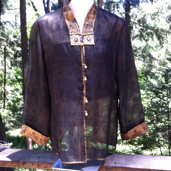 artistic palace Tops - Artistic palace silk mandarin jacket