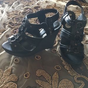 Black wedge sandal