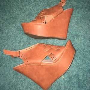 Faux leather wedges