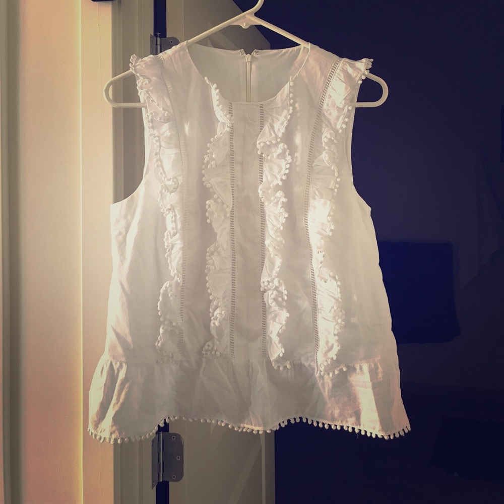 Sleeveless top/ blouse with Lattice trim