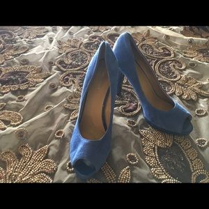 Blue "suede" shoes