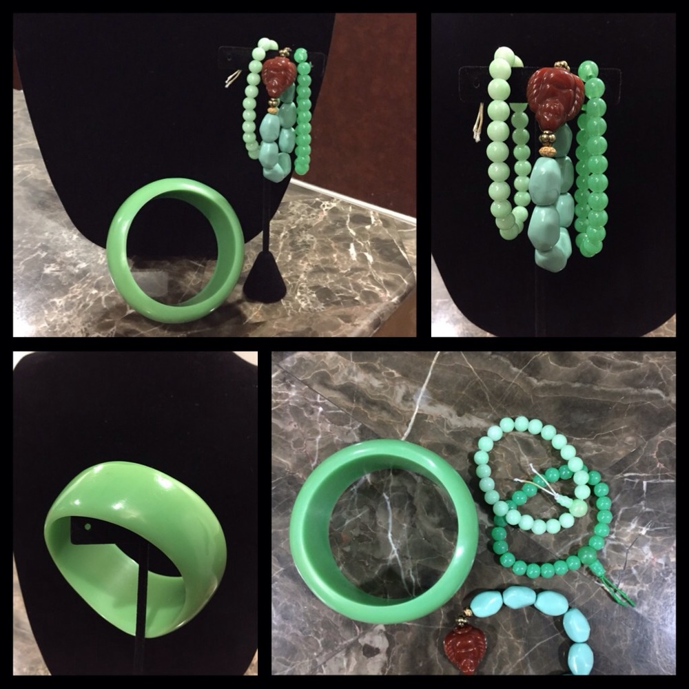 Jade green & turquoise Buddha bracelet bundle