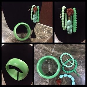 Jade green & turquoise Buddha bracelet bundle