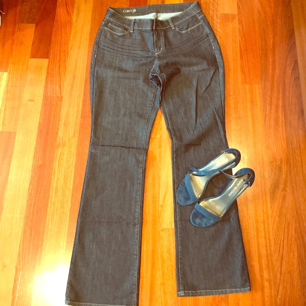 Ann Taylor curvy fit jeans.