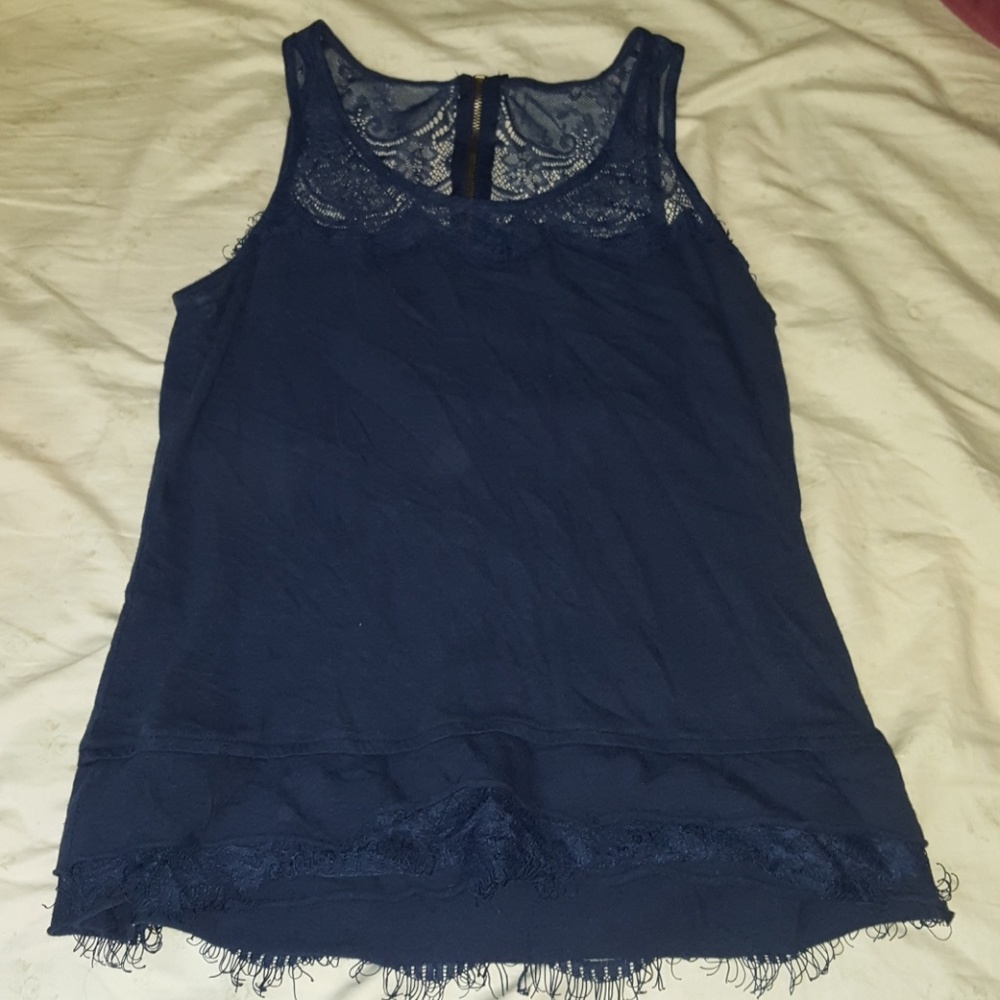 Blue Lacey Tank Top