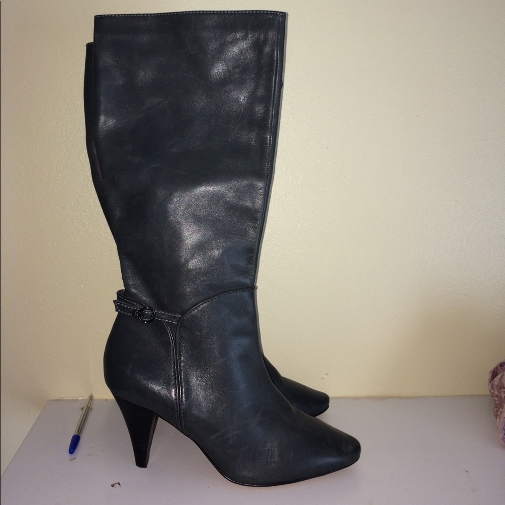 Smoke Gray BCBGMaxazria leather boots.