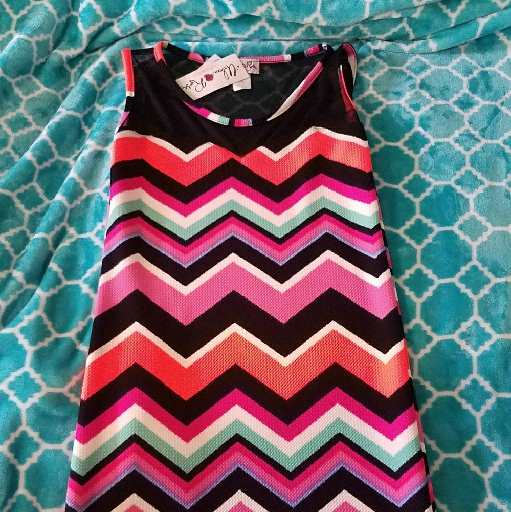 Sleeveless body forming neon dress, Size:L