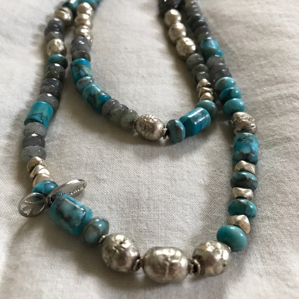 HIPCHIK turquoise and labradorite beaded necklace