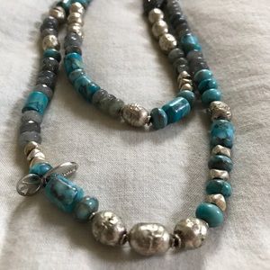 HIPCHIK turquoise and labradorite beaded necklace